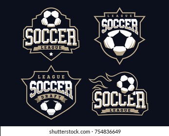 Modern professional soccer logo set for sport team.