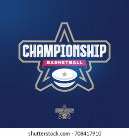 Modern professional sport logo badge for a basketball game events