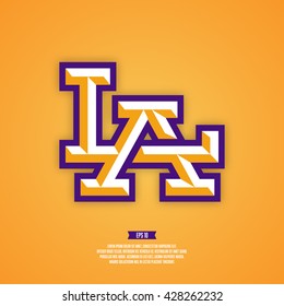 Modern professional sport style Los Angeles logo. LA sign.