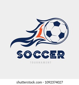 Modern Professional Sports Badge Logo - Flaming Soccer Tournament