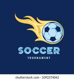 Modern Professional Sports Badge Logo - Flaming Soccer Tournament