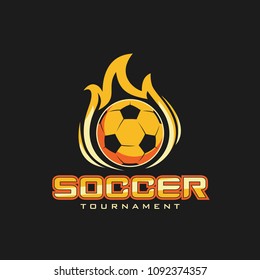 Modern Professional Sports Badge Logo - Flaming Soccer Championship