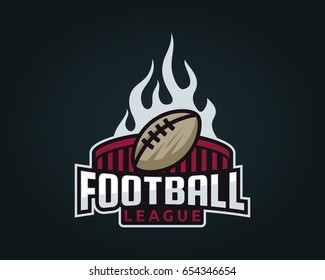 Modern Professional Sports Badge Logo - Flaming Football League