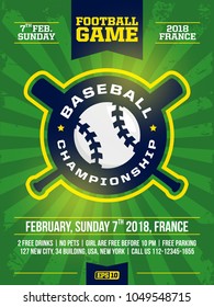 Modern Professional Sports Design Poster With Baseball Tournament In Green Theme