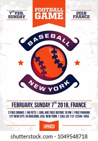 modern professional sports design poster with baseball tournament in white theme