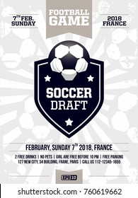 modern professional sports flyer design with soccer league in white theme.