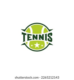 Modern professional tennis logo with ball. Sport badge for team, championship or league. Vector illustration