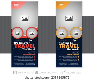Modern and professional travel roll-up banner design.