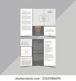 Modern and professional Tri fold business brochure template. Clean and minimalist tri fold brochure design.