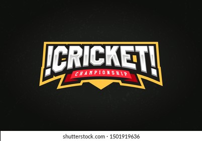 Modern professional Typography cricket sport super hero style vector emblem and template logo design with ball. Funny greetings for clothes, card, badge, icon, postcard, banner, tag, stickers, print.