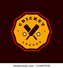 Modern professional Typography cricket sport super hero style vector emblem and template logo design with ball. Funny greetings for clothes, card, badge, icon, postcard, banner, tag, stickers, print.