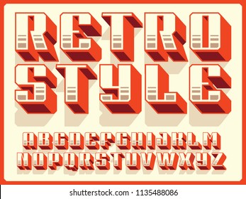 Modern professional vector 3d alphabet retro style. Custom typeface 