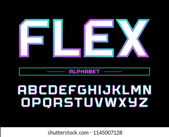 Modern Professional Vector Alphabet With Latin Letters. Flex Typeface In Gradient