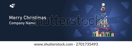 A modern and professional vector banner illustration holiday greetings with financial success. The design about financial infographics-abstractly arranged to form the shape of a Christmas tree. EPS