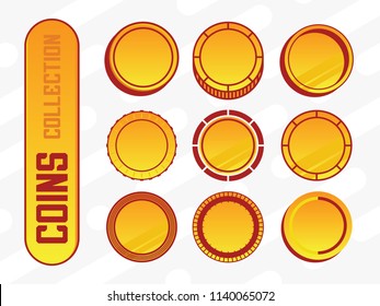 modern professional vector cryptocurrency coin set in yellow and gold theme