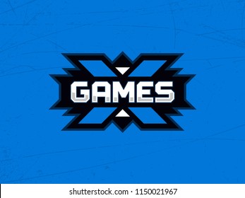 Modern professional vector emblem extreme games in blue theme