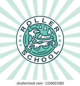Modern professional vector emblem roller school in green theme