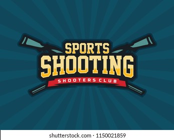 Modern professional vector emblem shooting for shooters club in blue theme