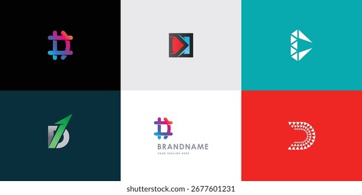 Moderna colección de logotipo de Vector profesional con letra D. Símbolo de marca limpio y versátil perfecto para empresas, empresas emergentes, identidad corporativa y marca. Vector editable y escalable.