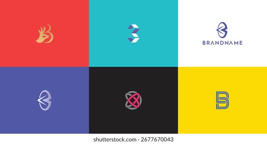 Coleção de logotipo vetor profissional moderno com letra B. Limpa e versátil marca símbolo perfeito para empresas, start-ups, identidade corporativa e marca. Vetor editável e escalável.