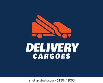 Modern professional vector logo delivery cargoes in blue theme