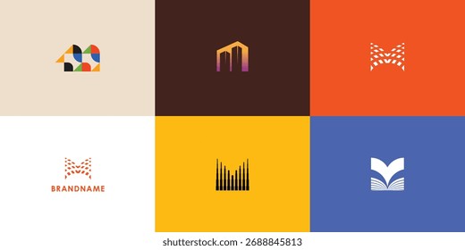 Modernes professionelles Vektorlogo-Design-Kollektion mit M. Saubere und vielseitige Branding-Symbol perfekt für Unternehmen, Start-ups, Corporate Identity und persönliche Branding. Bearbeitbarer und skalierbarer Vektor