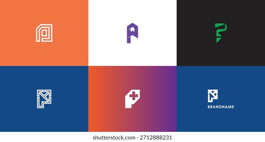 Colección de diseño de logotipo de Vector profesional moderno con letra P. Símbolo de marca moderno perfecto para empresas, empresas emergentes, identidad de marca y marca personal. Plantilla de diseño de Vector.