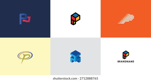 Modern professional vector logo design collection featuring letter P. Modern branding symbol perfect for businesses, start-ups, Brand identity and personal branding. Vector design template.