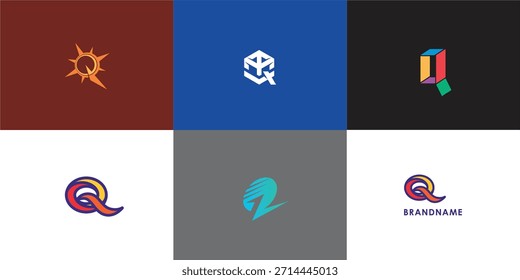 Moderne professionelle Vektor-Logo-Design-Kollektion mit Buchstabe Q. Modernes Branding-Symbol perfekt für Unternehmen, Start-ups, Markenidentität und persönliches Branding. Vorlage für Vektordesign.