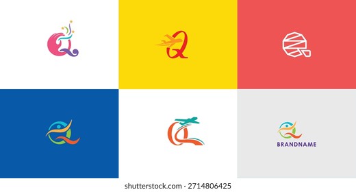 Moderne professionelle Vektor-Logo-Design-Kollektion mit Buchstabe Q. Modernes Branding-Symbol perfekt für Unternehmen, Start-ups, Markenidentität und persönliches Branding. Vorlage für Vektordesign.