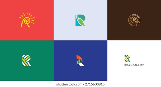 Colección de diseño de logotipo de Vector profesional moderno con letra R. Símbolo de marca moderno perfecto para empresas, empresas emergentes, identidad de marca y marca personal. Plantilla de diseño de Vector.