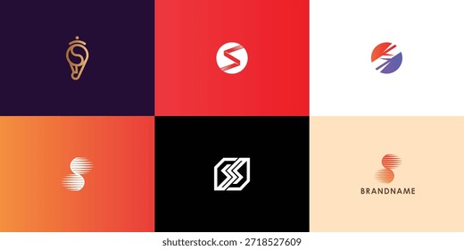 Colección de diseño de logotipo de Vector profesional moderno con letra S. Símbolo de marca moderno perfecto para empresas, empresas emergentes, identidad de marca y marca personal. Plantilla de diseño de Vector.

