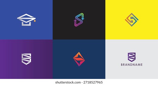 Colección de diseño de logotipo de Vector profesional moderno con letra S. Símbolo de marca moderno perfecto para empresas, empresas emergentes, identidad de marca y marca personal. Plantilla de diseño de Vector.

