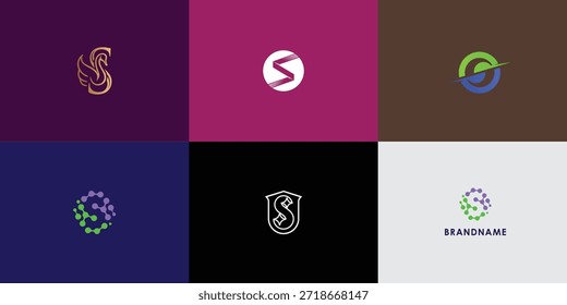 Colección de diseño de logotipo de Vector profesional moderno con letra S. Símbolo de marca moderno perfecto para empresas, empresas emergentes, identidad de marca y marca personal. Plantilla de diseño de Vector.