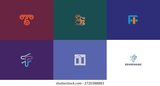 Colección o conjunto de diseño de logotipo de Vector profesional moderno con letra T. Símbolo de marca moderno perfecto para empresas, empresas emergentes, identidad de marca y marca personal. Plantilla de diseño de Vector.

