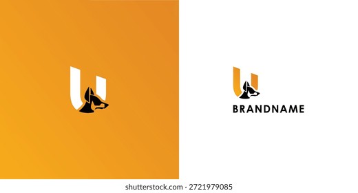 Diseño de logotipo de Vector profesional moderno con letra N. Símbolo de marca moderno perfecto para empresas, empresas emergentes, identidad de marca y marca personal. Plantilla de diseño de Vector. Logotipo del perro combinado con la letra U.
