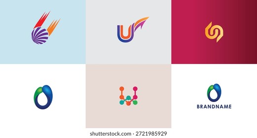 Coleção de design de logotipo de vetor profissional moderno com letra U. Símbolo de marca moderno perfeito para empresas, start-ups, identidade de marca e marca pessoal. Modelo de design de vetor.