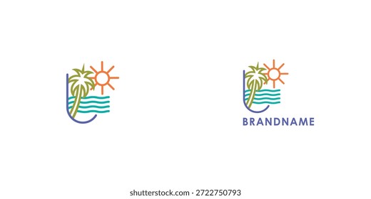 Diseño de logotipo de Vector profesional moderno con letra U. Símbolo de marca moderno perfecto para Beach Resort u hoteles. Plantilla de diseño de Vector.