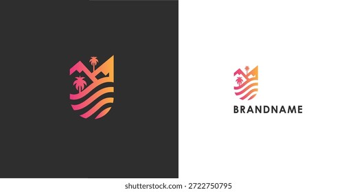 Diseño de logotipo de Vector profesional moderno con letra U. Símbolo de marca moderno perfecto para Beach Resort u hoteles. Plantilla de diseño de Vector.