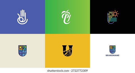 Colección de diseño de logotipo de Vector profesional moderno con letra U. Símbolo de marca moderno perfecto para empresas, empresas emergentes, identidad de marca o marca personal. Plantilla de diseño de Vector.