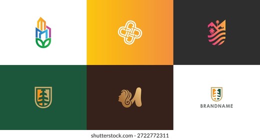 Modern professional vector logo design collection featuring letter U. Modern branding symbol perfect for businesses, start-ups, Brand identity or personal branding. Vector design template.