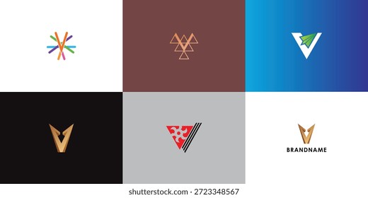 Colección de diseño de logotipo de Vector profesional moderno con letra V. Símbolo de marca moderno perfecto para empresas, empresas emergentes, identidad de marca y marca personal. Plantilla de diseño de Vector.