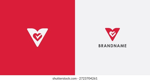 Diseño de logotipo de Vector profesional moderno con letra V. Símbolo moderno perfecto para empresas, empresas emergentes, identidad de marca. Plantilla de diseño de Vector. Letra v con icono de logotipo de amor.