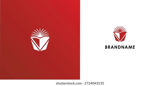 Diseño de logotipo de Vector profesional moderno con letra V. Símbolo de marca moderno perfecto para empresas o empresas emergentes. Plantilla de diseño de Vector con ilustración de libro.

