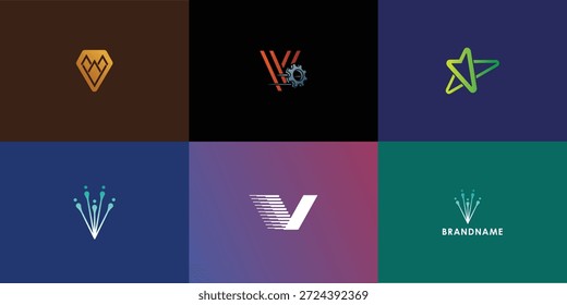 Colección de diseño de logotipo de Vector profesional moderno con letra V. Símbolo de marca moderno perfecto para empresas, empresas emergentes, identidad de marca y marca personal. Plantilla de diseño de Vector.