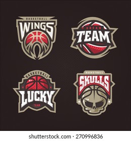 Modern professional vector logo set for a basketball team