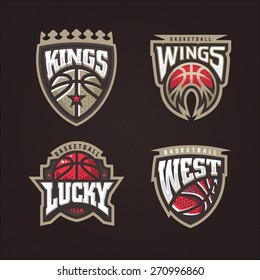 Modern Professional Vector Logo Set For A Basketball Team