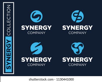 Modern professional vector set  logos synergy for business 