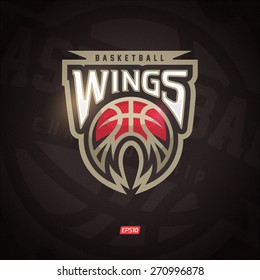 Modern professional vector Wings logo for a basketball team