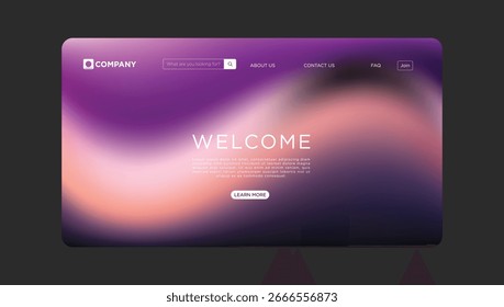 Design de modelo de site profissional moderno com fundo de gradiente borrado elegante